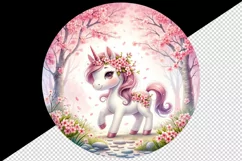 Watercolor cute unicorn mane delicate cherry blossoms Japanese garden print 20 oz tumbler skinny mug wrap clipart t-shirt sublimation printable design