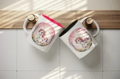 Watercolor cute unicorn mane delicate cherry blossoms Japanese garden print 20 oz tumbler skinny mug wrap clipart t-shirt sublimation printable design