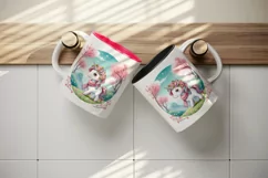 Watercolor cute unicorn mane delicate cherry blossoms Japanese garden print 20 oz tumbler skinny mug wrap clipart t-shirt sublimation printable design