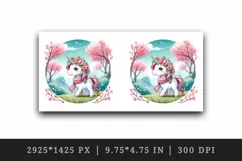 Watercolor cute unicorn mane delicate cherry blossoms Japanese garden print 20 oz tumbler skinny mug wrap clipart t-shirt sublimation printable design