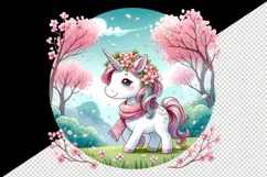 Watercolor cute unicorn mane delicate cherry blossoms Japanese garden print 20 oz tumbler skinny mug wrap clipart t-shirt sublimation printable design