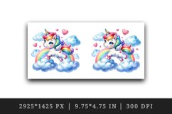 Watercolor cute unicorn mane rainbow clouds hearts Valentine Day print 20 oz tumbler skinny mug wrap clipart t-shirt sublimation printable design