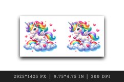 Watercolor cute unicorn mane rainbow clouds hearts Valentine Day print 20 oz tumbler skinny mug wrap clipart t-shirt sublimation printable design