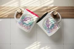 Watercolor cute unicorn pink mane soft pastel bubbles magical cityscape print tumbler skinny mug wrap clipart t-shirt sublimation printable design