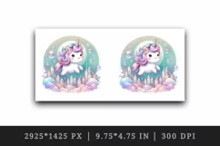 Watercolor cute unicorn pink mane soft pastel bubbles magical cityscape print tumbler skinny mug wrap clipart t-shirt sublimation printable design