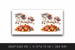 Watercolor cute unicorn polka dot coat jumping pile of autumn leaves print 20 oz tumbler skinny mug wrap clipart t-shirt sublimation printable design
