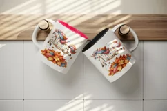 Watercolor cute unicorn polka dot coat jumping pile of autumn leaves print 20 oz tumbler skinny mug wrap clipart t-shirt sublimation printable design