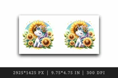 Watercolor cute unicorn radiant sunflowers basking in summer sun flowers print tumbler skinny mug wrap clipart t-shirt sublimation printable design
