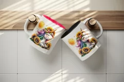 Watercolor cute unicorn radiant sunflowers basking in summer sun flowers print tumbler skinny mug wrap clipart t-shirt sublimation printable design