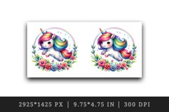 Watercolor cute unicorn rainbow mane jumping through hoop of flowers print 20 oz tumbler skinny mug wrap clipart t-shirt sublimation printable design
