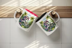 Watercolor cute unicorn shimmering mane discovering ancient jungle ruins print tumbler skinny mug wrap clipart t-shirt sublimation printable design