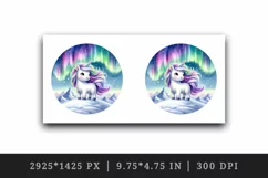 Watercolor cute unicorn shimmering northern lights on snowy mountain print 20 oz tumbler skinny mug wrap clipart t-shirt sublimation printable design