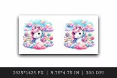 Watercolor cute unicorn soft cotton candy clouds candyland dreamscape print 20 oz tumbler skinny mug wrap clipart t-shirt sublimation printable design