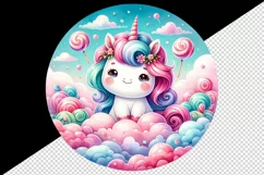 Watercolor cute unicorn soft cotton candy clouds candyland dreamscape print 20 oz tumbler skinny mug wrap clipart t-shirt sublimation printable design