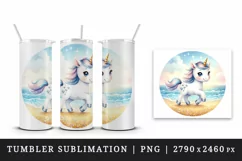 Watercolor cute unicorn sparkle diamonds trotting glittering beach print 20 oz tumbler skinny mug wrap clipart t-shirt sublimation printable design