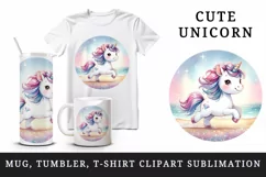 Watercolor cute unicorn sparkle diamonds trotting glittering beach print 20 oz tumbler skinny mug wrap clipart t-shirt sublimation printable design