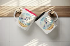 Watercolor cute unicorn sparkle diamonds trotting glittering beach print 20 oz tumbler skinny mug wrap clipart t-shirt sublimation printable design