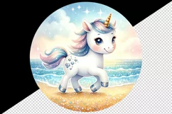 Watercolor cute unicorn sparkle diamonds trotting glittering beach print 20 oz tumbler skinny mug wrap clipart t-shirt sublimation printable design
