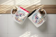 Watercolor cute unicorn sparkle diamonds trotting glittering beach print 20 oz tumbler skinny mug wrap clipart t-shirt sublimation printable design