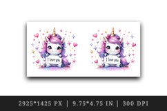 Watercolor cute unicorn sparkle hearts I Love You quote Valentine Day print 20 oz tumbler skinny mug wrap clipart t-shirt sublimation printable design