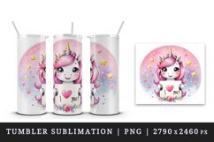 Watercolor cute unicorn sparkle hearts I Love You quote Valentine Day print 20 oz tumbler skinny mug wrap clipart t-shirt sublimation printable design