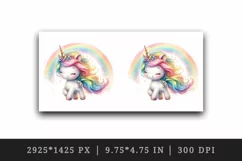 Watercolor cute unicorn sparkle mane colorful glass shining under rainbow print tumbler skinny mug wrap clipart t-shirt sublimation printable design