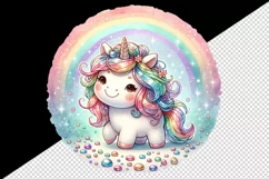 Watercolor cute unicorn sparkle mane colorful glass shining under rainbow print tumbler skinny mug wrap clipart t-shirt sublimation printable design