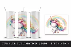 Watercolor cute unicorn sparkle mane colorful glass shining under rainbow print tumbler skinny mug wrap clipart t-shirt sublimation printable design