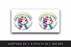 Watercolor cute unicorn sparkle mane colorful glass shining under rainbow print tumbler skinny mug wrap clipart t-shirt sublimation printable design
