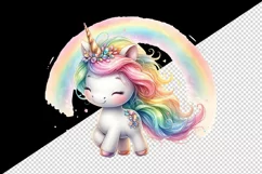 Watercolor cute unicorn sparkle mane colorful glass shining under rainbow print tumbler skinny mug wrap clipart t-shirt sublimation printable design