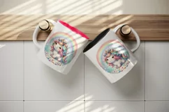 Watercolor cute unicorn sparkle mane colorful glass shining under rainbow print tumbler skinny mug wrap clipart t-shirt sublimation printable design