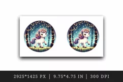Watercolor cute unicorn sparkle mane twinkling fairy lights forest at night print 20 oz tumbler mug wrap clipart t-shirt sublimation printable design