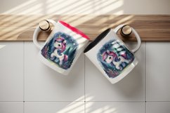 Watercolor cute unicorn sparkle mane twinkling fairy lights forest at night print tumbler skinny mug wrap clipart t-shirt sublimation printable design