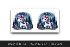 Watercolor cute unicorn sparkle mane twinkling fairy lights forest at night print tumbler skinny mug wrap clipart t-shirt sublimation printable design
