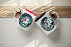 Watercolor cute unicorn sparkle mane twinkling fairy lights forest at night print tumbler skinny mug wrap clipart t-shirt sublimation printable design