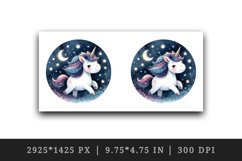 Watercolor cute unicorn sparkle mane twinkling stars night sky print 20 oz tumbler skinny mug wrap clipart t-shirt sublimation printable design