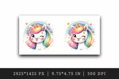 Watercolor cute unicorn sparkle rainbow mane winking sticking tongue out print tumbler skinny mug wrap clipart t-shirt sublimation printable design