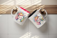 Watercolor cute unicorn sparkle rainbow mane winking sticking tongue out print tumbler skinny mug wrap clipart t-shirt sublimation printable design