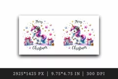 Watercolor cute unicorn sparkles Merry Christmas quote New Year winter print 20oz tumbler skinny mug wrap clipart t-shirt sublimation printable design
