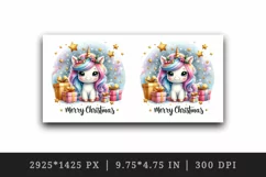 Watercolor cute unicorn sparkles Merry Christmas quote New Year winter print tumbler skinny mug wrap clipart t-shirt sublimation printable design