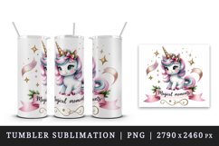 Watercolor cute unicorn sparkling horn Christmas Magical Moments quote print 20oz tumbler skinny mug wrap clipart t-shirt sublimation printable design