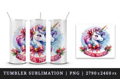 Watercolor cute unicorn sparkling horn Christmas Magical Moments quote print 20oz tumbler skinny mug wrap clipart t-shirt sublimation printable design