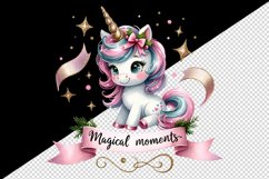 Watercolor cute unicorn sparkling horn Christmas Magical Moments quote print 20oz tumbler skinny mug wrap clipart t-shirt sublimation printable design