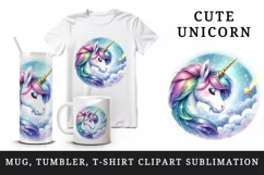 Watercolor cute unicorn sparkling jewel-toned mane shooting star print 20 oz tumbler skinny mug wrap clipart t-shirt sublimation printable design