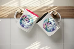 Watercolor cute unicorn sparkling jewel-toned mane shooting star print 20 oz tumbler skinny mug wrap clipart t-shirt sublimation printable design