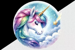 Watercolor cute unicorn sparkling jewel-toned mane shooting star print 20 oz tumbler skinny mug wrap clipart t-shirt sublimation printable design