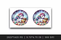 Watercolor cute unicorn sparkling jewels treasure hunting in cave print 20 oz tumbler skinny mug wrap clipart t-shirt sublimation printable design
