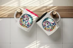 Watercolor cute unicorn sparkling mane jewels treasure hunting in cave print 20oz tumbler skinny mug wrap clipart t-shirt sublimation printable design