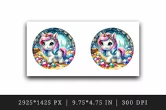 Watercolor cute unicorn sparkling mane jewels treasure hunting in cave print 20oz tumbler skinny mug wrap clipart t-shirt sublimation printable design