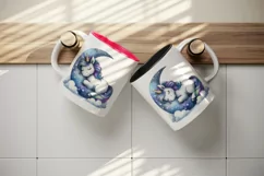 Watercolor cute unicorn starry night sky dozing on moon pillow print 20 oz tumbler skinny mug wrap clipart t-shirt sublimation printable design
